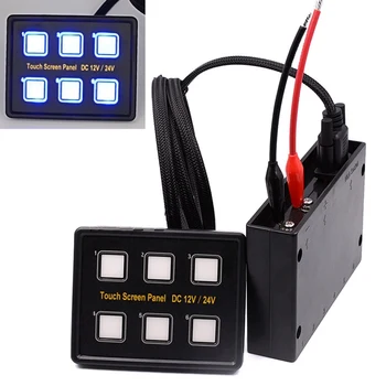 

1 Set RV Car Touch Switch Steamer Cabin Refit Control Headlight Switch 6-bit With Light 12-24V Boat Switch Panel Color Screen