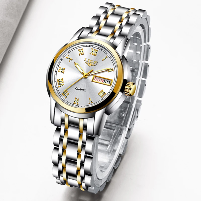 Lige New Gold Watch Women Watches Ladies Creative Steel Women Bracelet Watches Female Waterp-4