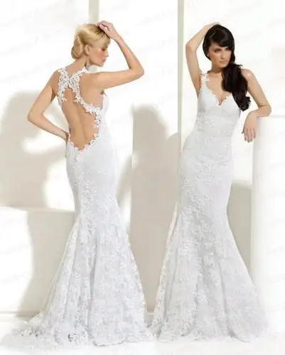 

2018 New design sexy Backless long custom size/color Mermaid Lace bridal Gown Formal strap vestido de noiva bridesmaid dresses