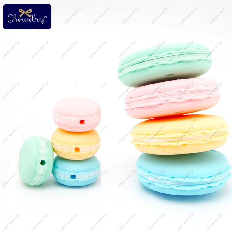 

3PC Silicone Teethers For Baby Macaron Biscuits Chewable Bead Teething Rodent DIY Nursing Necklace Pacifier Chain Children Goods