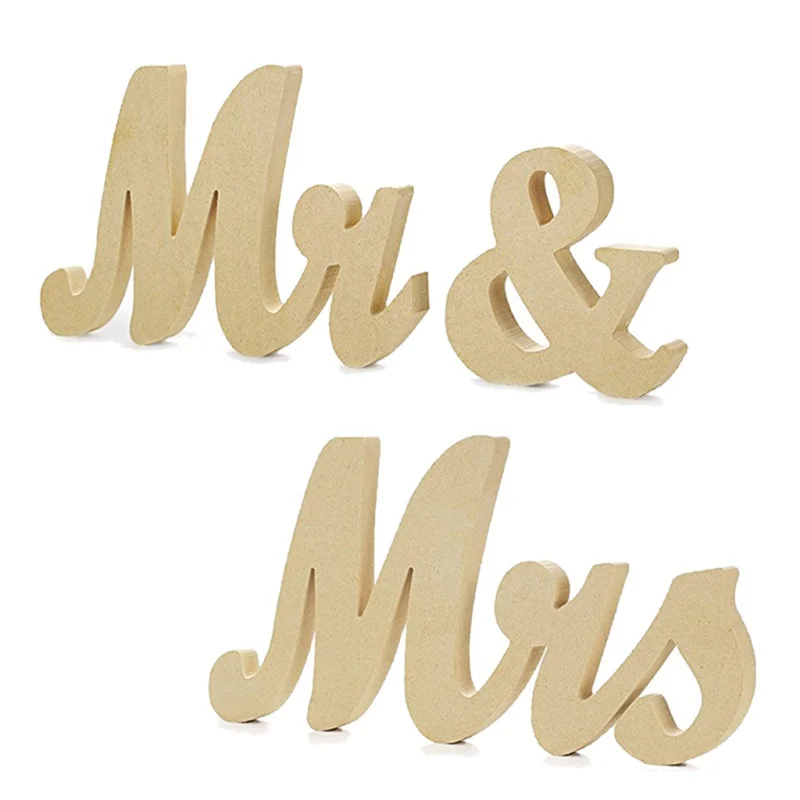 Деревянные золотые и серебряные блестки Mr and Mrs английские слова для настольное украшение свадебные знаки фотография игрушка в виде ведьмы поставки