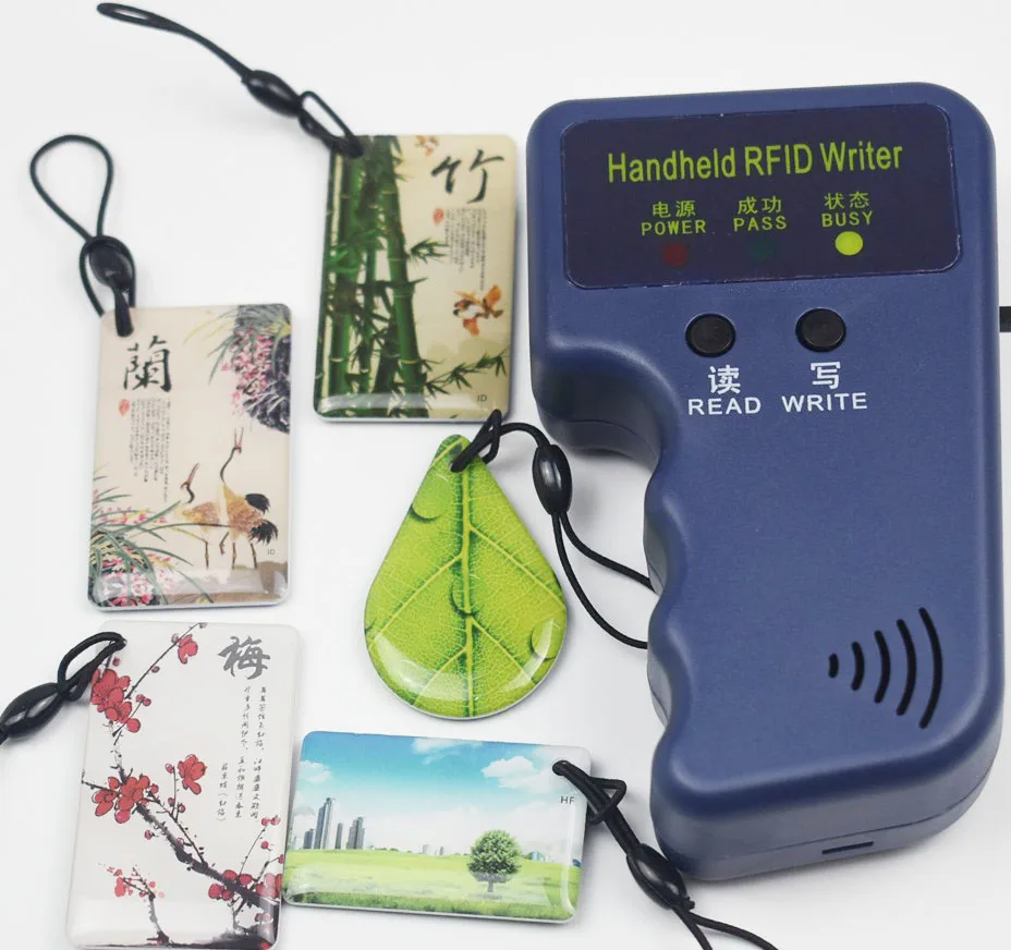 

Handheld 125khz RFID Copier/ Duplicator/ Cloner ID EM Reader & Writer &5pcs EM4305 T5577 Rewrite Tag
