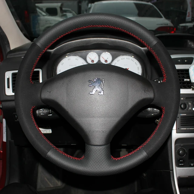 PEUGEOT 307 / 308 STEERING WHEEL COVER SWC 18M BLACK QUILTED DIAMANTE