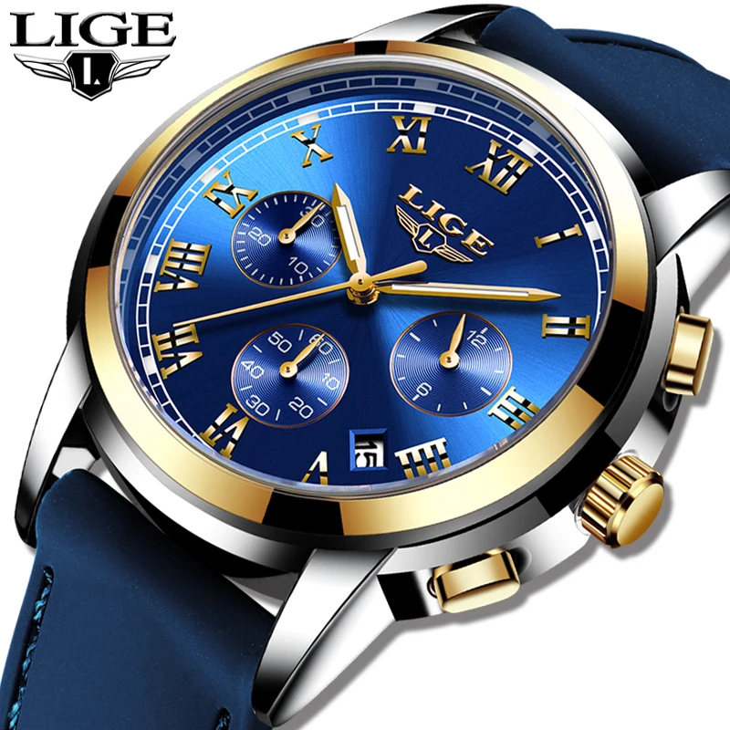 

2020 LIGE New Mens Watches Analog Quartz Watch For Men 30M Waterproof Chronograph Man Fashion Sport Date Waterproof Montre Homme