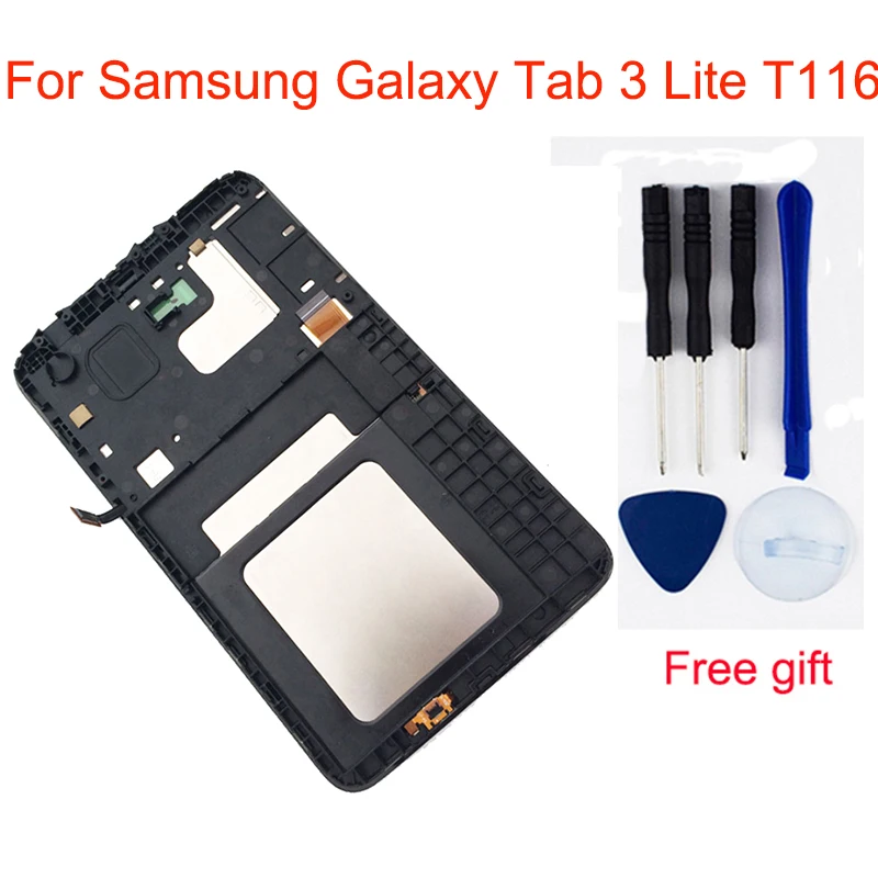 Для samsung Galaxy Tab 3 Lite T116 SM-T116 SM-T113 T113 сенсорный экран дигитайзер+ ЖК-дисплей панель монитор в сборе с рамкой