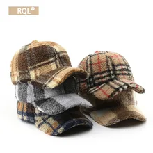 Women's Baseball Cap Autumn Winter Wool Hat Fleece Keep Warm Windproof Outdoor Sport Plaid Color Fashion Brand Trucker Cap 2021