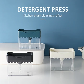 

2-in-1 Sponge Box With Soap Dispenser Double Layer Kitchen Plastic Soap Dispenser Sponge Scrubber Holder Case