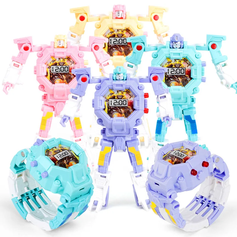 

Hot Selling Children Creative Transformation Watch Transformation Toy Electronic Display Watch Batch