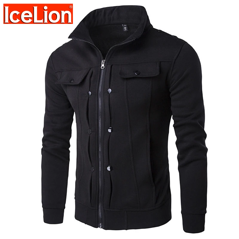 IceLion 2021 Fleece Sweatshirts Men Zipper Cardigan Hoodies Autumn