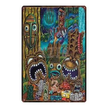 

Tiki Bar Tin Signs Metal Plate Wall Pub Kitchen Restaurant Home Art Decor Vintage Iron Poster Cuadros DU-3033