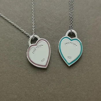 

Ms s925 pure silver 1:1 popular fashion charm colored enamel love O shape necklace jewelry