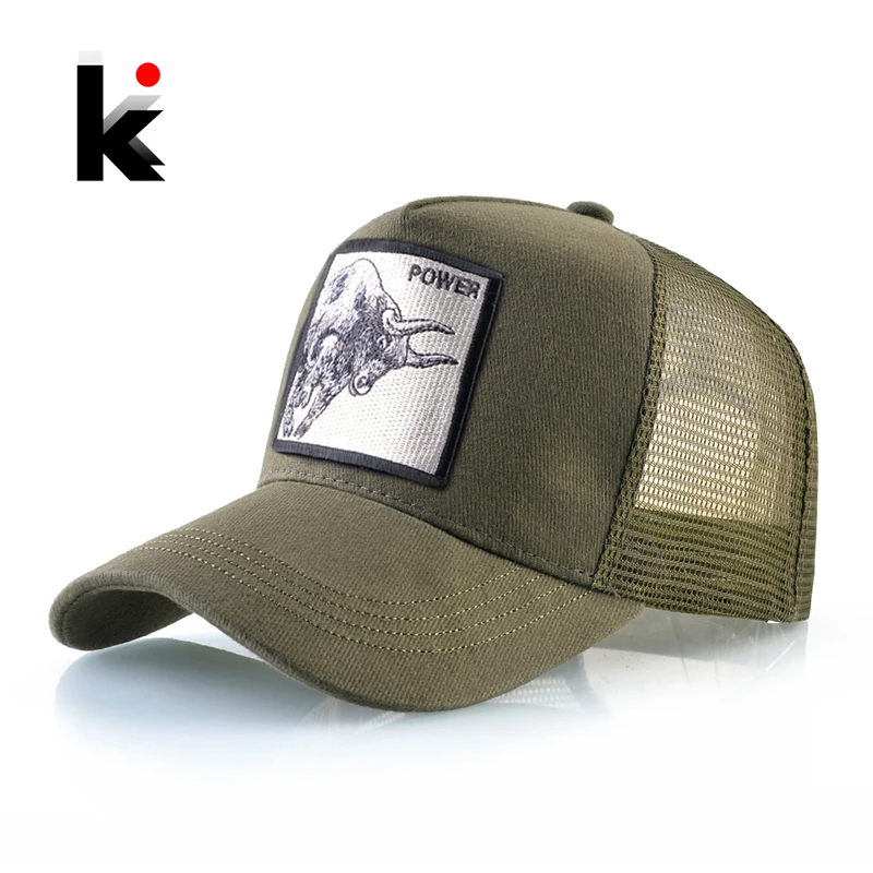 Women Snapback Baseball-Caps Trucker-Caps Mesh Embroidery Animals Streetwear-Bone Summer