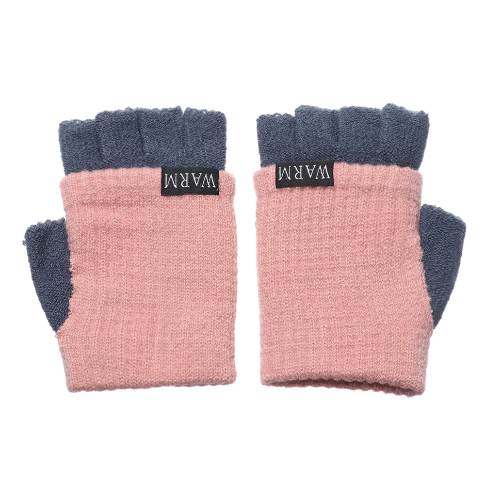 Новые модные толстые теплые вязаные перчатки для женщин и мужчин, яркие зимние перчатки, Короткие варежки, сохраняющие тепло