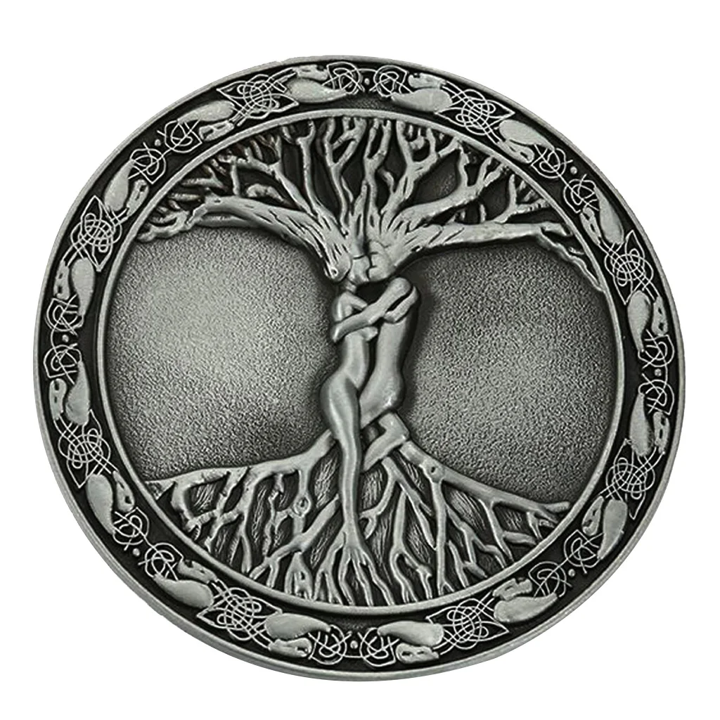 Vintage Tree Of Life Love Branch Nordic Mythology Belt Buckle 8cm Diameter Fit 3.6-3.9cm Belt
