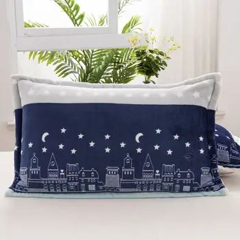 

2pcs Printed Flannel Pillowcase Warm Soft Coral Fleece Pillowcase for Adult Thicken Velet Pillow Case 48x74cm