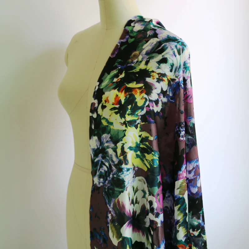 50 см* 140 см шелк ткань шармёз(тонкий атлас) большой цветок шелковая сатиновая ткань платье