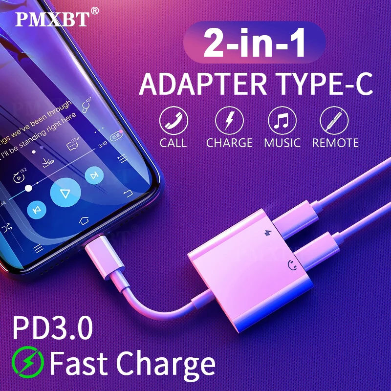 2 in 1 USB Type C Adapter Earphone Connector Splitter For Huawei P40 P30 Xiaomi 11 10 Redmi Mobile Phone USBC Charging Converter | Мобильные