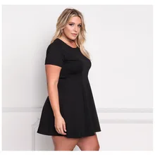 В европейском и американском стиле, большой Размеры платье можно надевать без дополнительных аксессуаров база простой матч вязаный короткий рукав «a-line», с короткими рукавами и цветочным узором