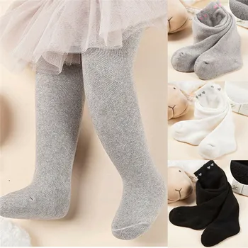 

New Fashion Toddler Newborn kids Solid Tights Soft Cotton Elastic waist Lovely Pantyhose Autumn Clothing Infant Babe GirlS 0-24M