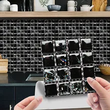 10pc 3D kryształowe naklejki na kafelki Diy wodoodporne samoprzylepne naklejki ścienne kuchnia wystrój łazienki naklejki ścienne wodoodporne płytki tanie tanio CN (pochodzenie) Płaska naklejka ścienna Nowoczesne Do lodówki Do płytek For Wall Naklejki łazienkowe Naklejki na meble