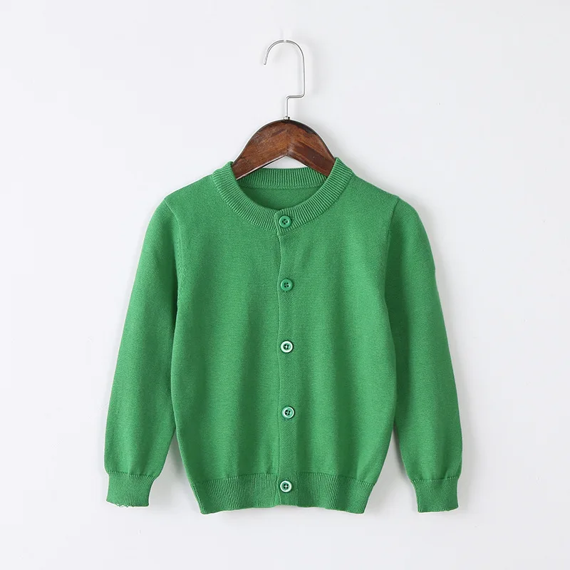 Детский хлопковый свитер; кардиган; сезон весна-осень - Цвет: Green