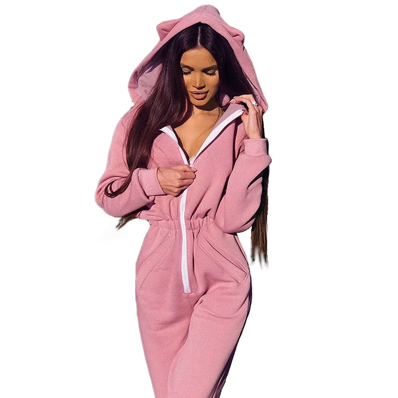 Long Sleeve Hooded Jumpsuit 2019 