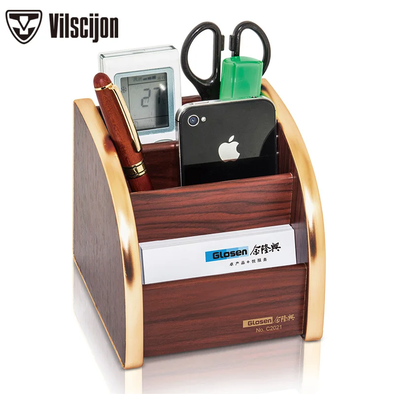 

Pen Holder Desk New Fashion Multi-function Wood Made Desk Storage Box Office Supplies Stationery Vilscijon C2021 Pens holder