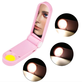 

LED portable mini makeup mirror light USB rechargeable night light folding mirror