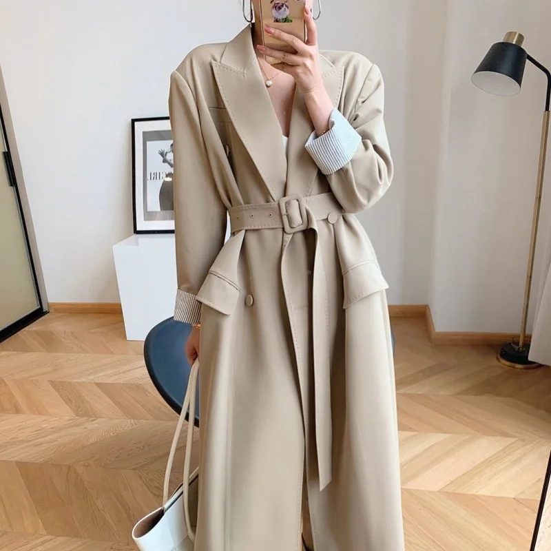 2020 Autumn Mid-Length Jacket With Belt  Korean