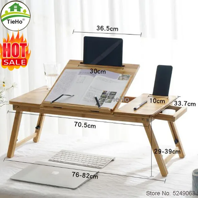 다양한 용도로 활용 가능한 대나무 접이식 노트북 테이블