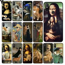 Yinuoda Забавный чехол для телефона Leonardo da Vinci Mona Lisa Pat Cat Art Black для Xiao mi Red mi 5 5Plus 7 K20 Note5 6A mi 6 mi x2 mi x2S