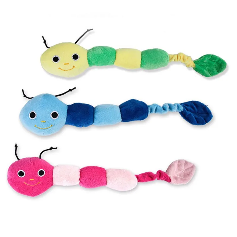 

Plush Stuffed Pet Dog Toys Sound Cute Longworm Chew Squeak Toys for Dogs Teeth Cleaning Cats Dog Product interactive Chewing Toy