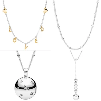 

Shine Loved Script Collie Moon And Stars String Of Beads Necklace For Women Gift Pandora Jewelry 925 Sterling Silver Necklace