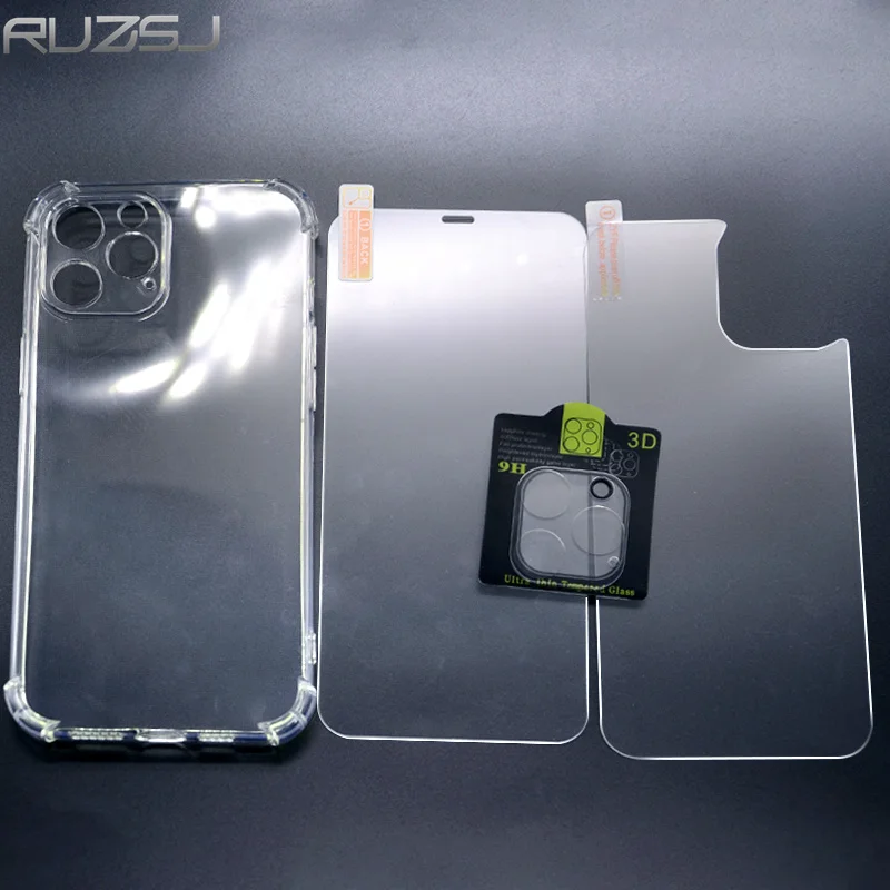 4 в 1 для Iphone 12 Pro Max задняя защита полное покрытие HD прозрачное стекло 6 7 дюймов