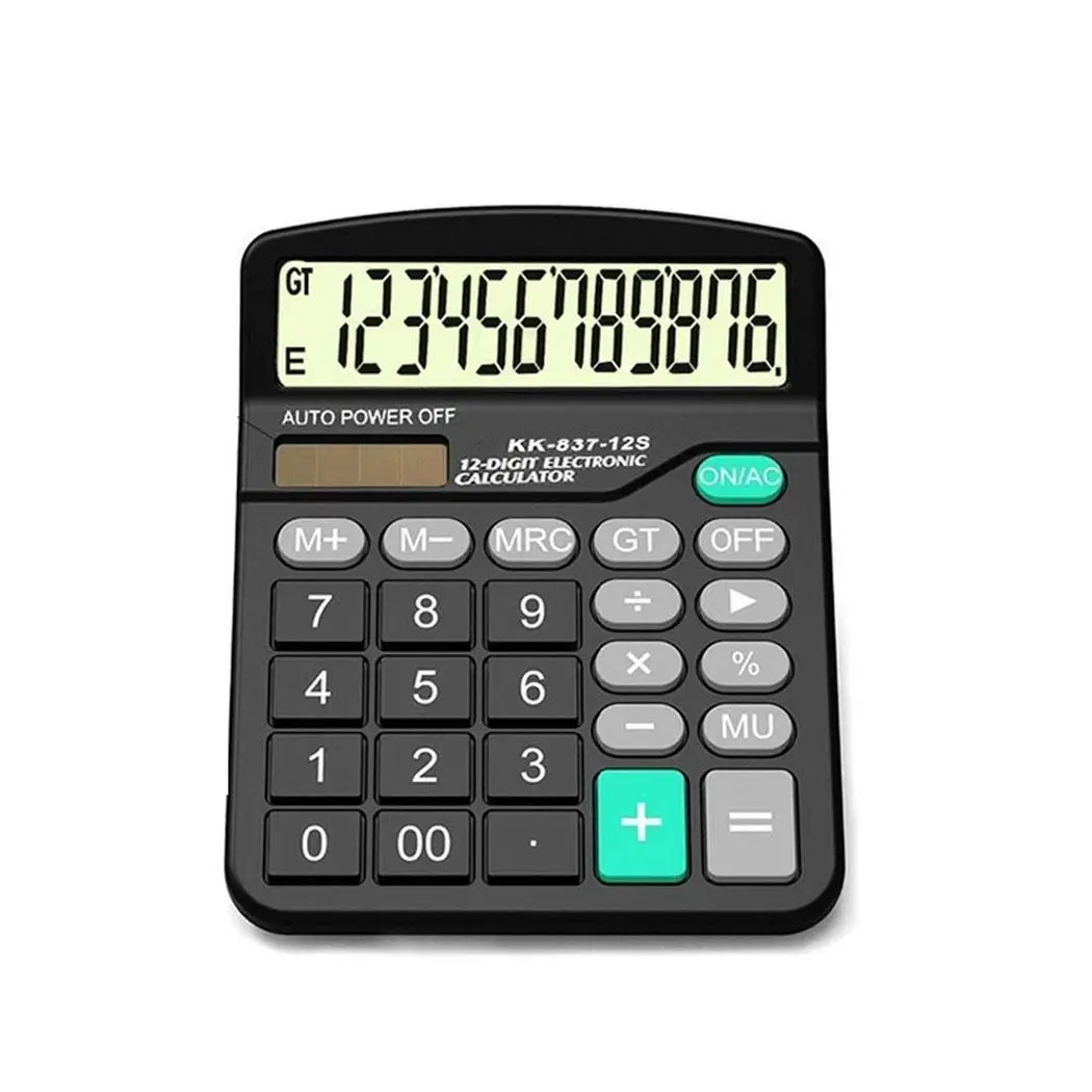 

Solar Battery Calculator Portable Large LCD Display Black Office Calculator 1 x AA battery (Not included)