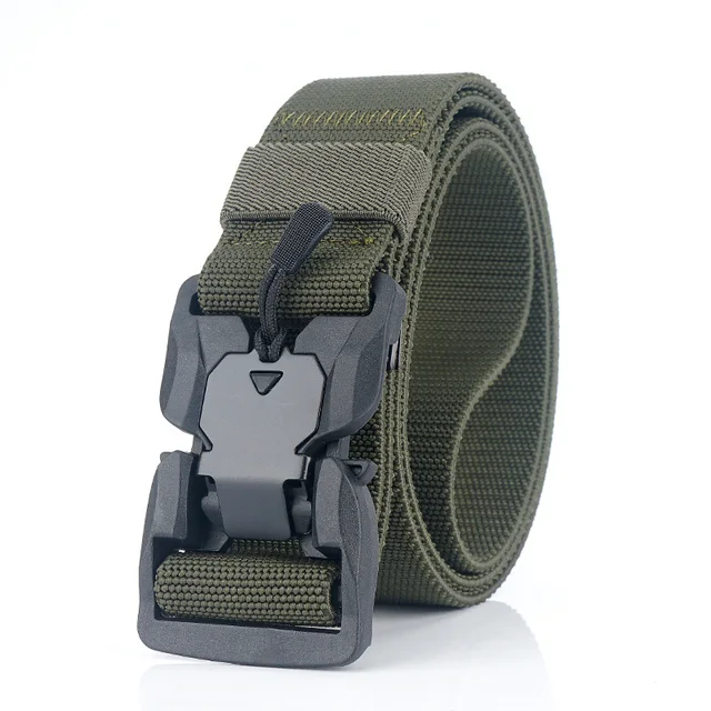 MEDYLA Official Genuine Tactical Belt Quick Release Magnetic Buckle Military Belt Soft Real Nylon Sports Accessories MN057 ArmyGreen