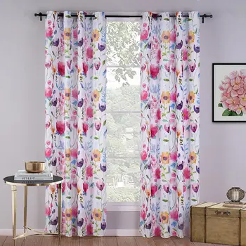 

GloryStar Spring Fashion Printing Window Curtain for Living Room Deoration Punching Style