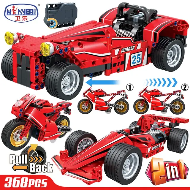 US $11.43 ERBO City Roadster Pull Back Sports Car Technic Racing Car Model Building Blocks Bricks Sets Educat