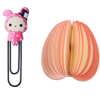 

1 Pcs Red-Apple Memo Paper Notepads & 1 Pcs Cartoon Animal Paper Note Pin Paperclip School Supply (Rabbit)