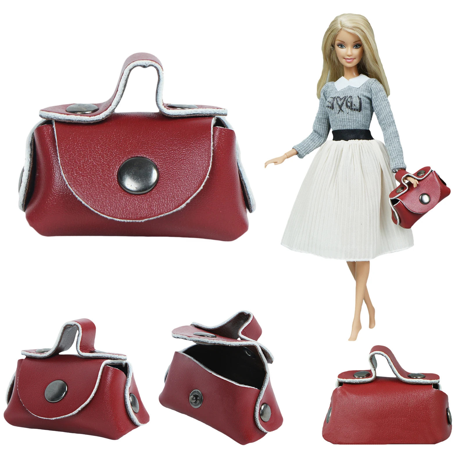 Wholesale 10 Pcs Wine Red Doll Leather Bag Fashion Make Up Bag Shopping