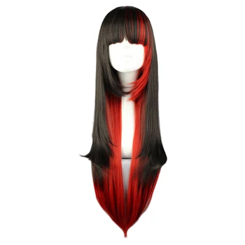 

Stylish Full Bang Multi-Layered Long Straight Black Gradient Red Cosplay Wig