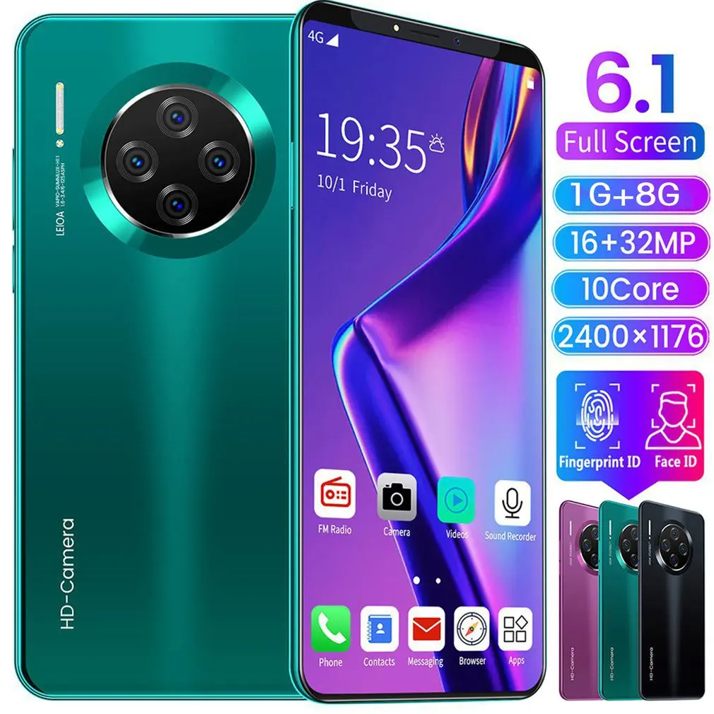 

6.1 Inch Smartphone voor Mate33 Pro Big Screen Android 9.1 Smartphone Hd Display 10Cores 4500 mAh 1GB+8GB Hd Camera Mobile Te
