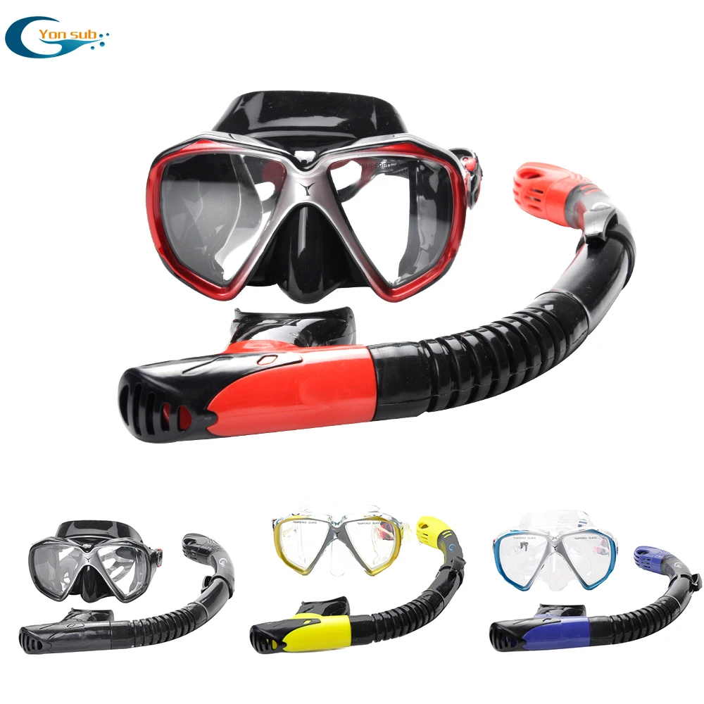 Yonsub scuba diving Mask anti fog underwater spearfishing myopia lens optical Mask+Tube Set with Mask box Snorkeling Equipment