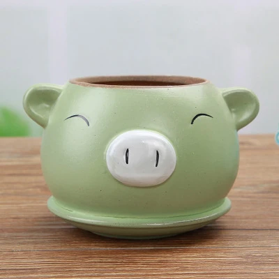 Green pig Strongwell керамические цветочные горшки для сочных растений небольшой горшок для карликового дерева домашний сад офисный декор мини суккулент растение украшение Горшков - Цвет: Green pig