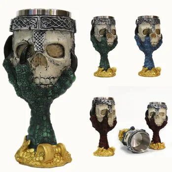 

Creative 3D three-dimensional eagle claw skull goblet, home club stainless steel liner red wine, beer, whiskey glass wine set
