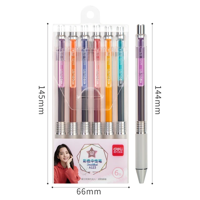 DELI-Ensemble de stylos gel colorés rétractables, stylo d'écriture