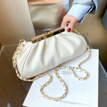 

Elegant Female Pleated Armpit bag 2020 New High quality Soft PU Leather Women's Designer Handbag Travel Shoulder Messenger Bag