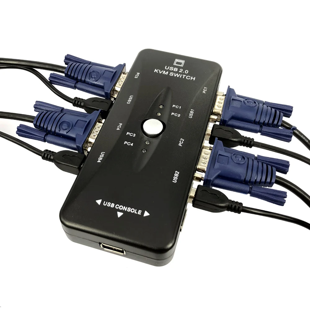 4 Ports Selector USB KVM Switch USB2.0 VGA/SVGA PC Sharing Monitor 