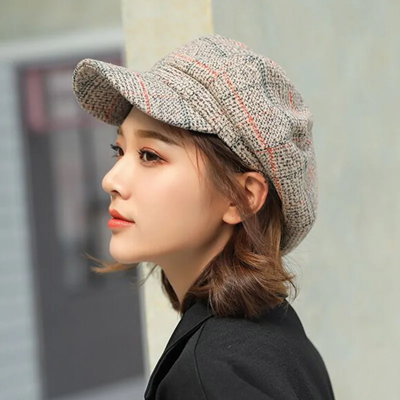 Cena MAERSHEI czapka kobiety Beret jesień zima ośmioboczna czapka czapki stylowe artysta malarz gazeciarz czapki czarny szary berety