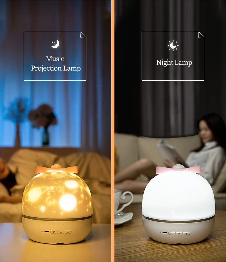 Ночсветильник вращающийся Звездный проектор лампа с Bluetooth подключением музыка